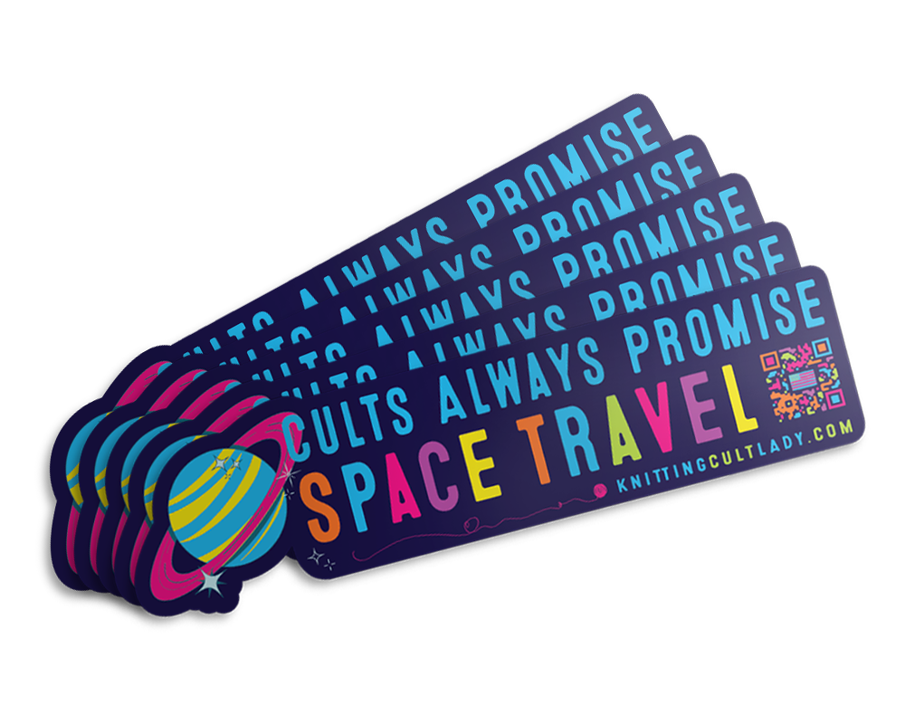 "Cults Always Promise Space Travel" Vinyl Bumper Sticker