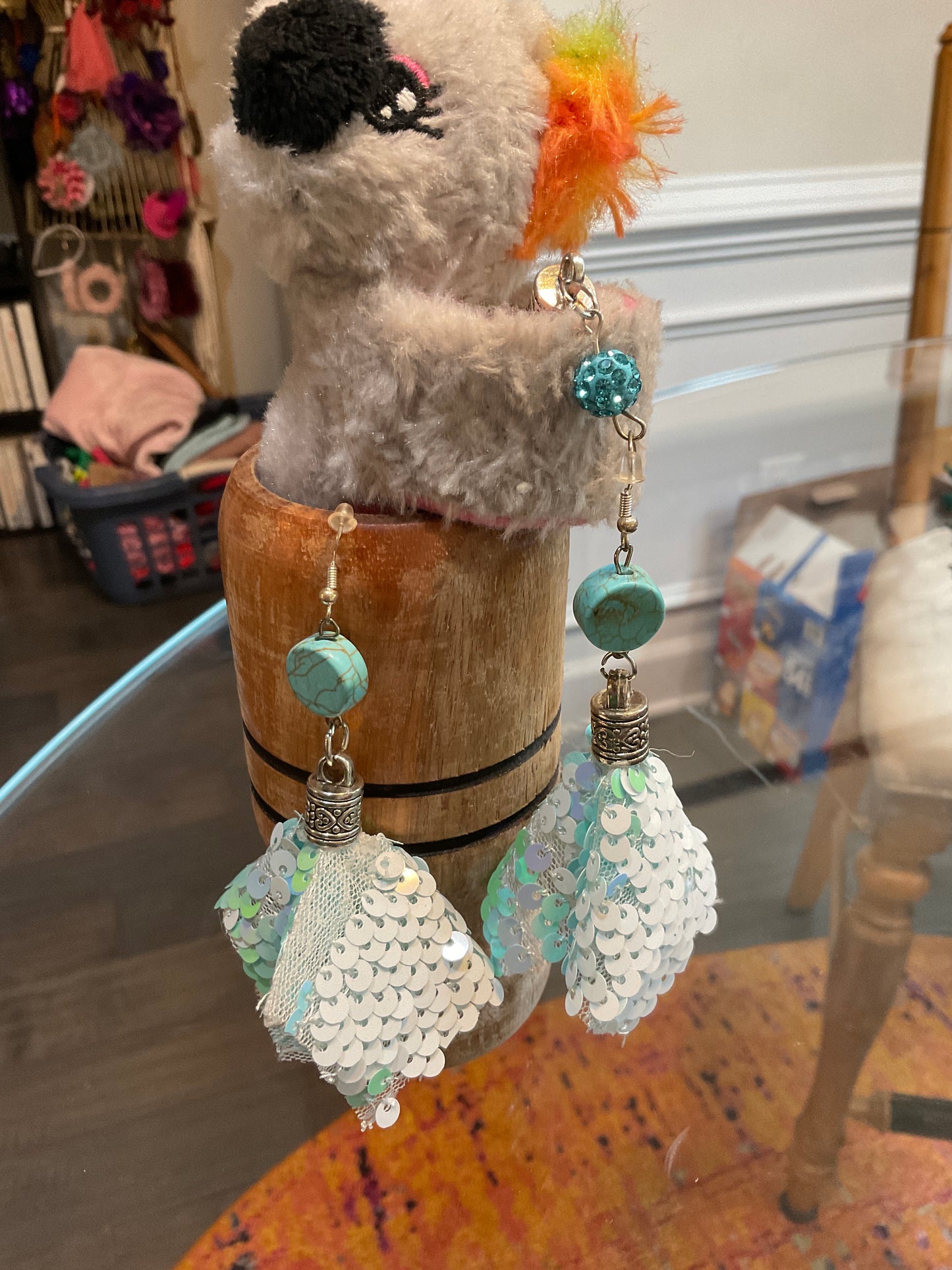 Fabric Mermaid tassel earrings