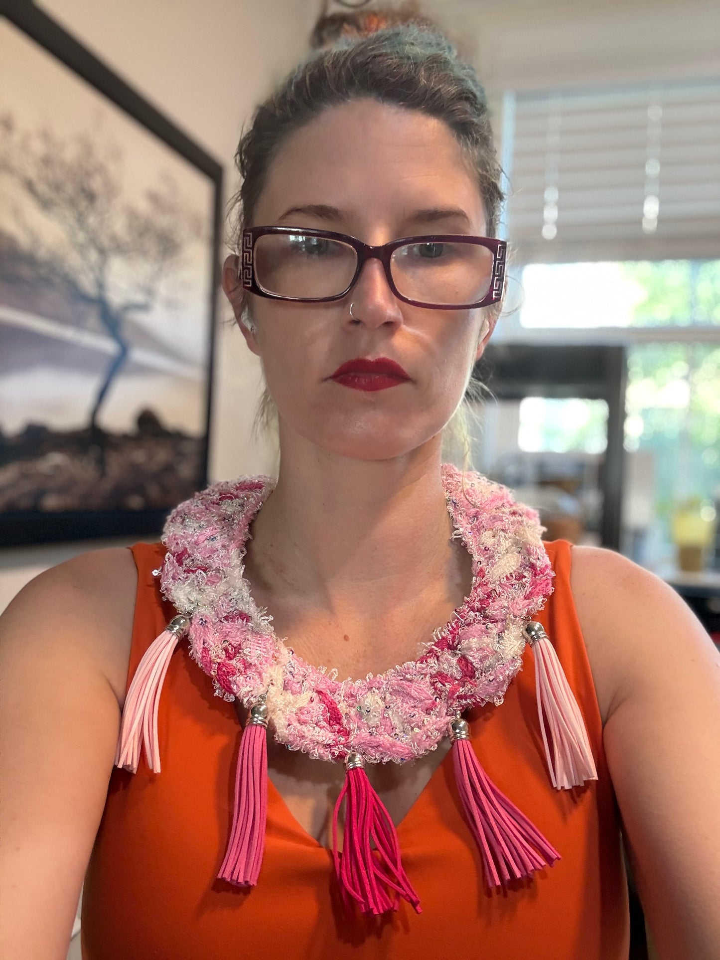 Fringe belief collar (30): Pink and White