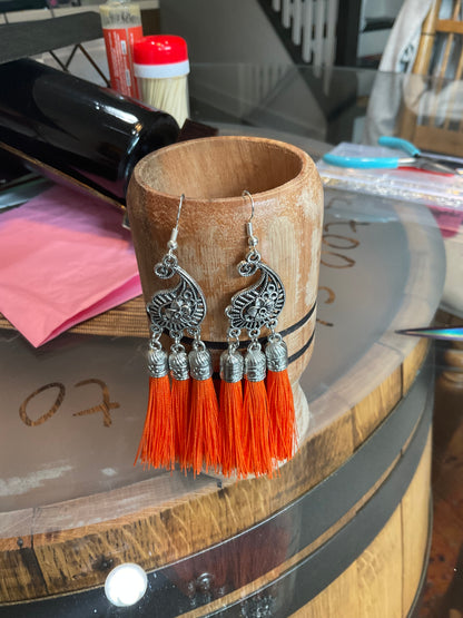 Fringe belief earrings: Orange