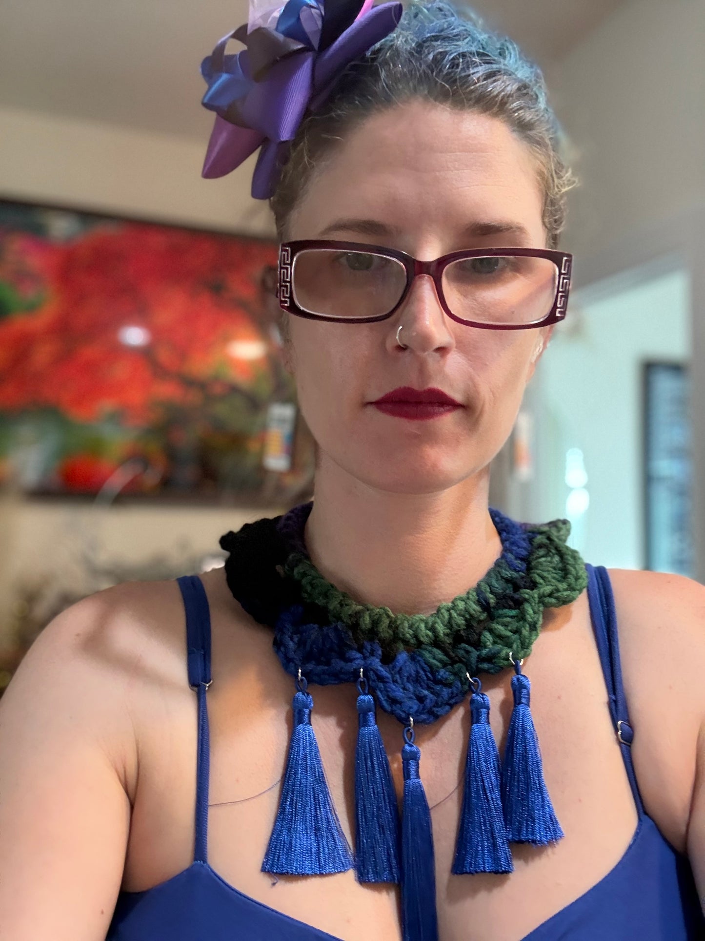 Fringe belief collar (6): Deep Blues, Greens and Purples