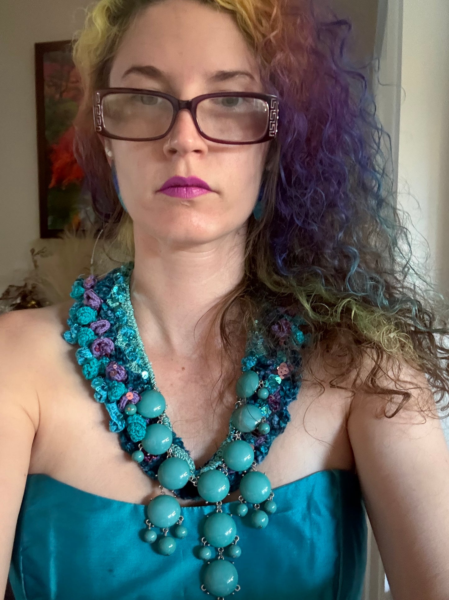 Love bomb collar: blue sequins