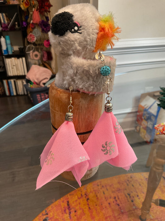 Frilly Fabric tassel earrings — Flower Watching or Sun-gazing, your choice