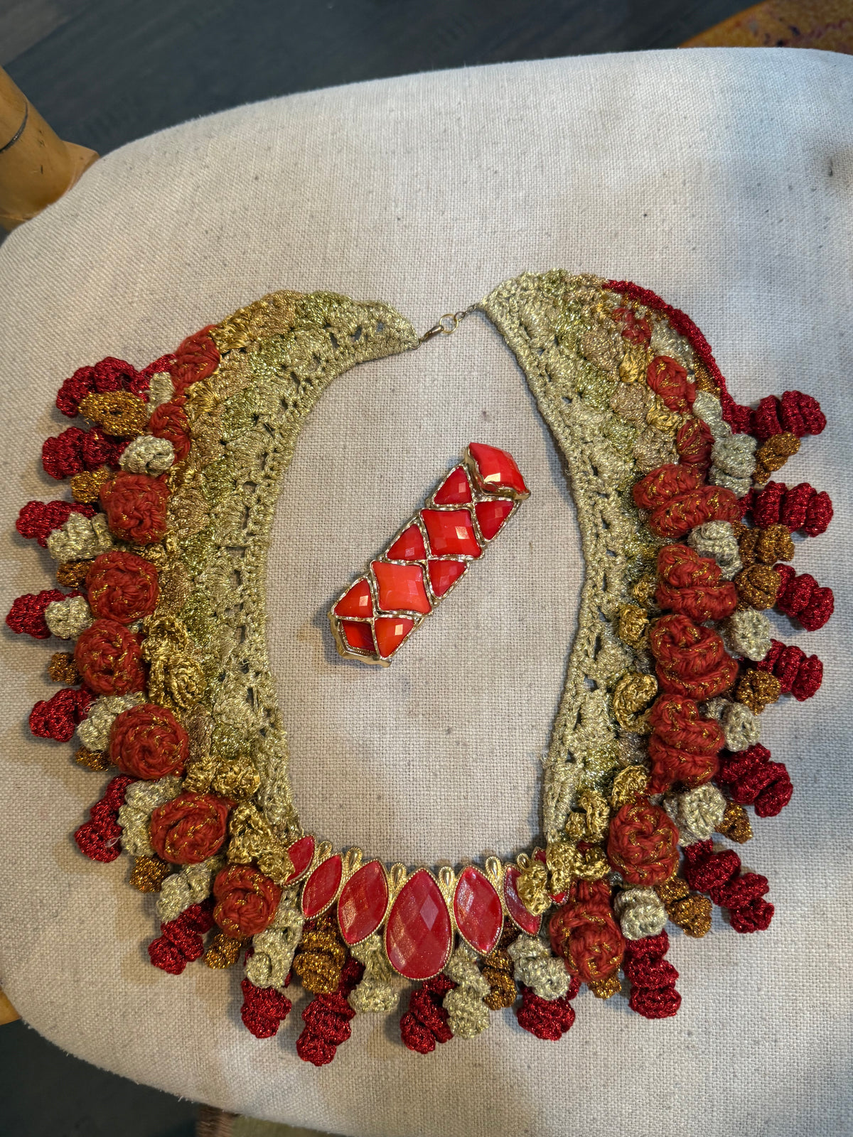 I Was Born a Soldier Metallic Collar: the Brigid with cuff and earrings (plus size friendly)