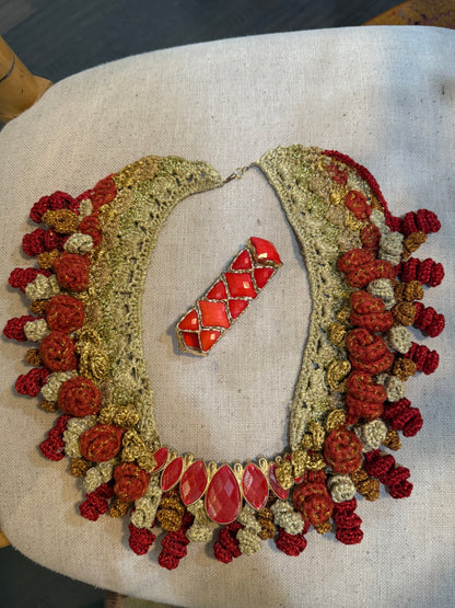 I Was Born a Soldier Metallic Collar: the Brigid with cuff and earrings (plus size friendly)