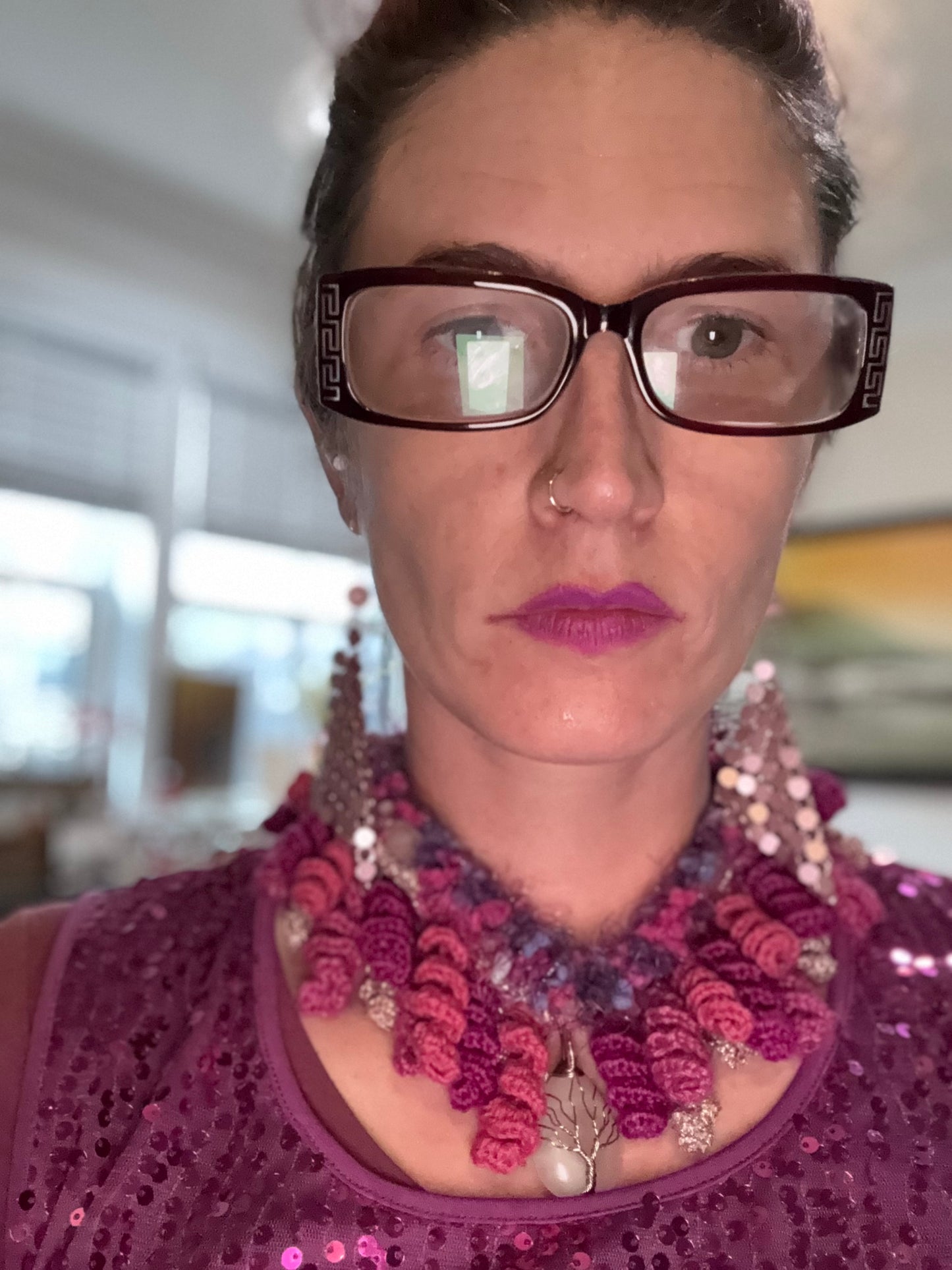 Love bomb collar: magenta on rose quartz