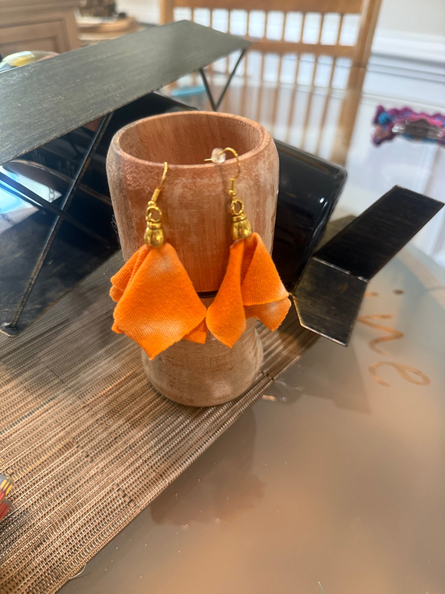 Fabric tassel earrings: tie dye