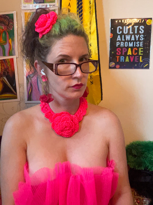 Love bomb collar: neon pink with matching headpiece