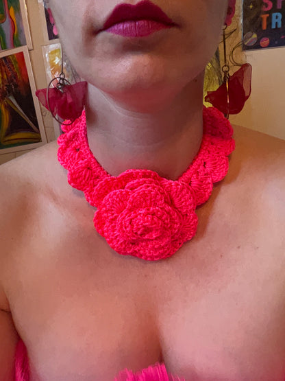 Love bomb collar: neon pink with matching headpiece
