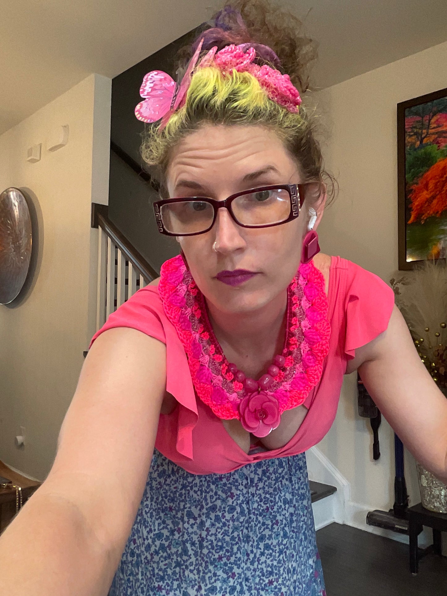 Bait and Stitch: flowers and butterflies, interchangeable necklace and headpieces