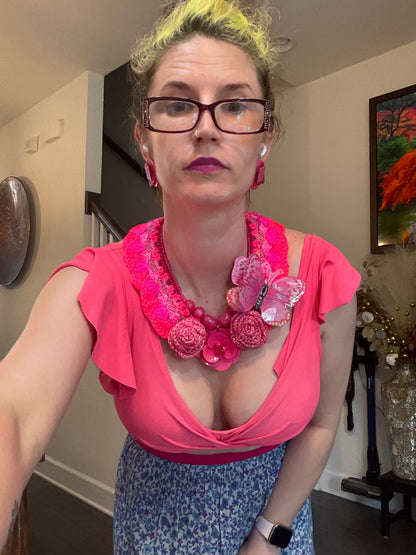 Bait and Stitch: flowers and butterflies, interchangeable necklace and headpieces