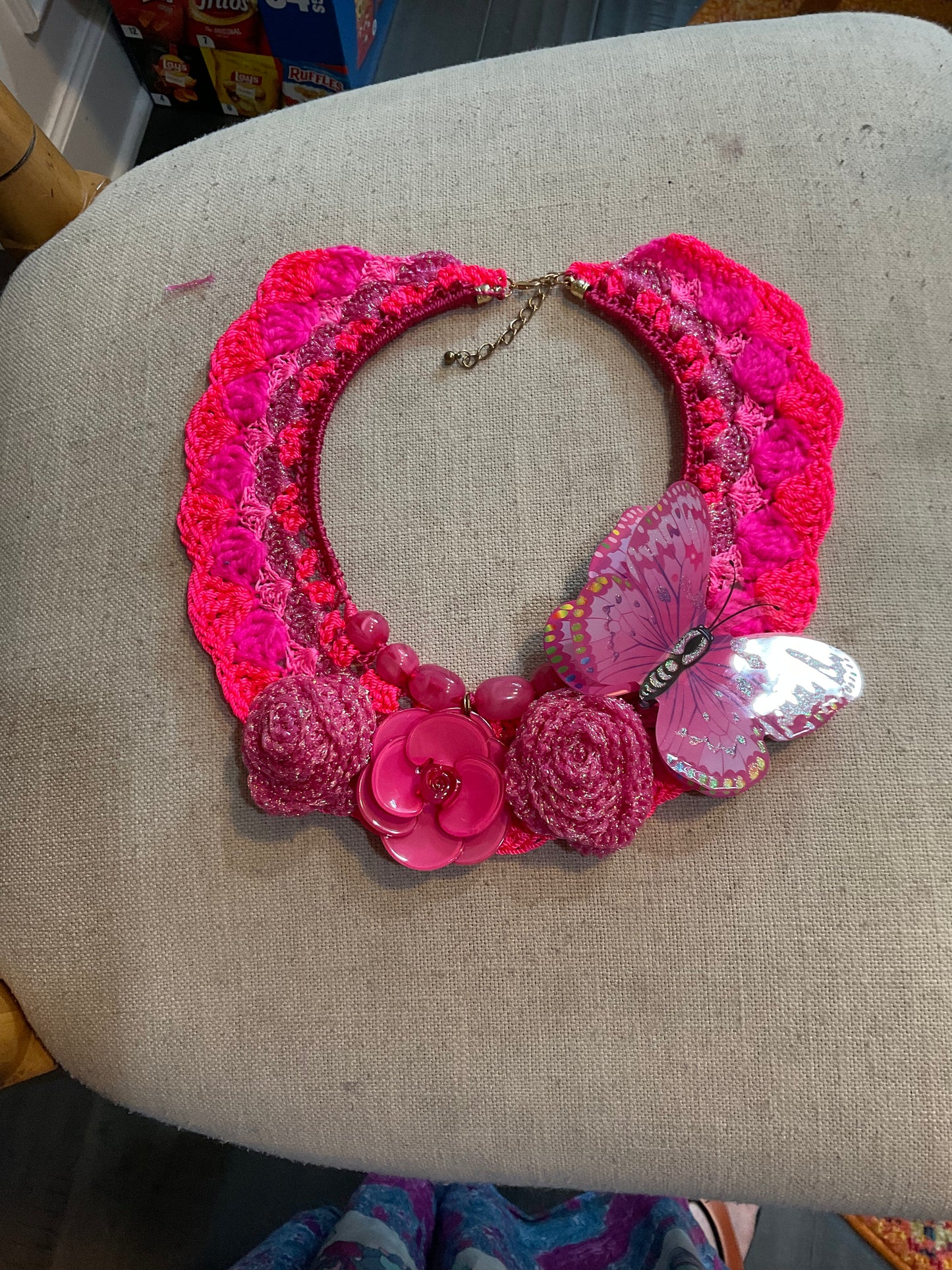 Bait and Stitch: flowers and butterflies, interchangeable necklace and headpieces
