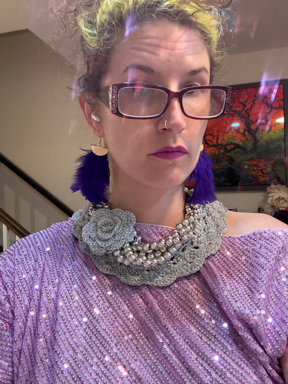 The Bait and Stitch: Silver necklace with removable flower clip