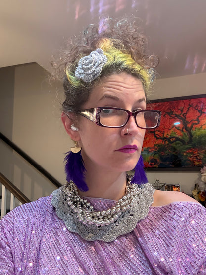 The Bait and Stitch: Silver necklace with removable flower clip
