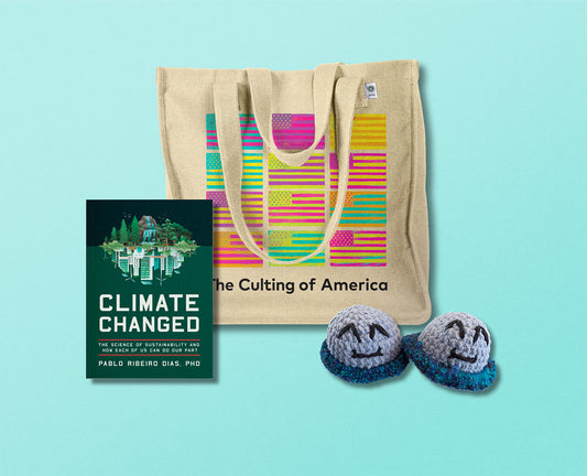 Earth Day Bundle 🌎 | Hemp Book Tote + Climate Changed + Crochet Plushie