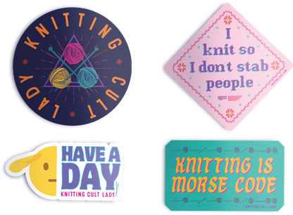 Knitting Cult Lady Vinyl Sticker Packs