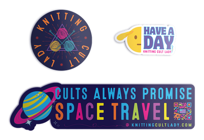 Knitting Cult Lady Vinyl Sticker Packs