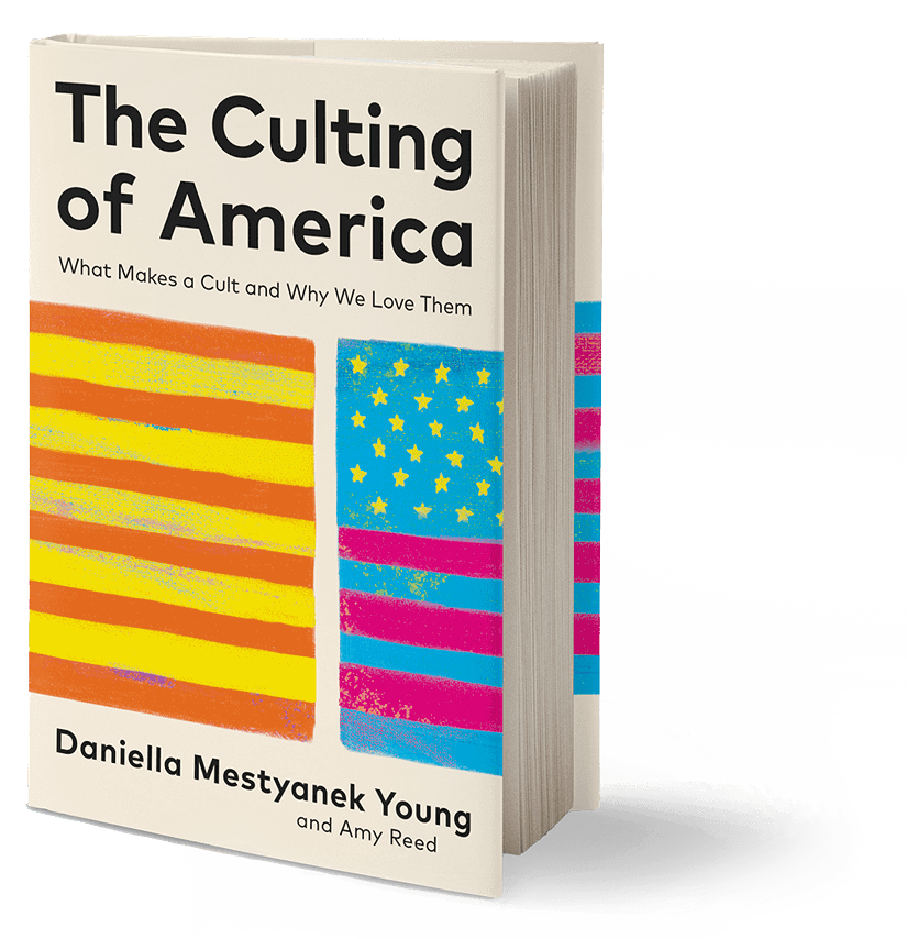 Book titled 'The Culting of America' with colorful design on a white background
